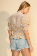 Floral puff sleeve top