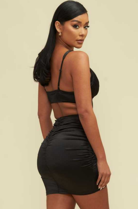 Venus Black Satin Dress