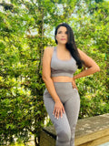 Breathable Color Block Racer Back Sports Bra & Leggings Set
